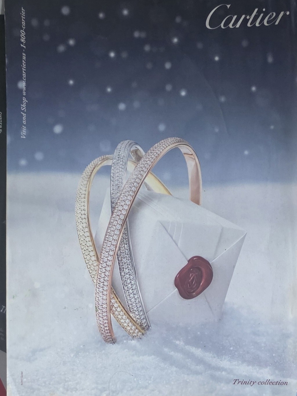 This is a Cartier print advertisement for the Trinity collection 8"×10"